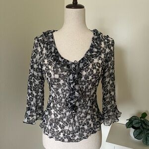 Ice Black and White Floral Blouse
